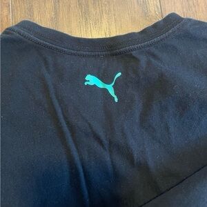 Puma embroidered logo teal inch amp; black vintage T shirt